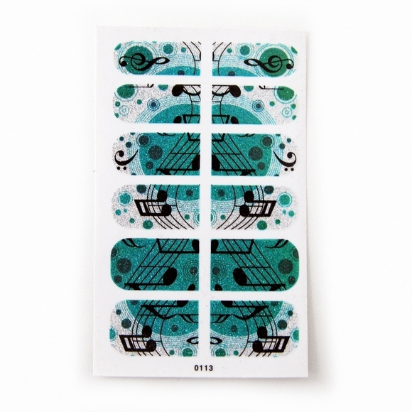 Деколи для ногтей "Зеленые ноты"