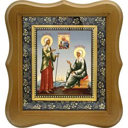 Ксения Петербургская и Матрона Московская. Икона на холсте.