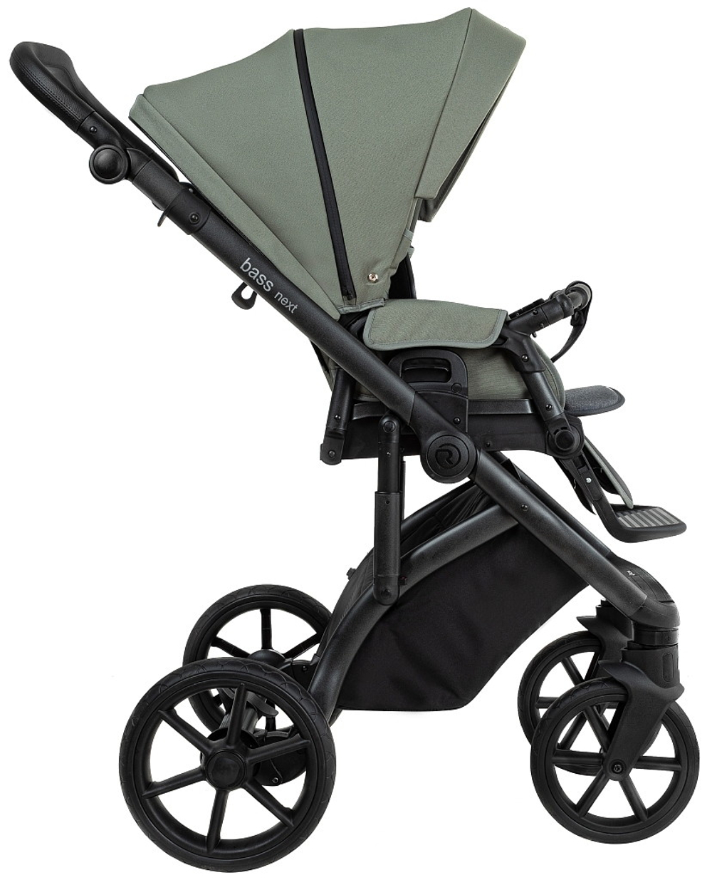 Детская коляска Roan Bass Next 2.0 3 в 1 с автокреслом Pituso Santiso Pro Black BSN/43/2 Sage Green/Black/руч.Black