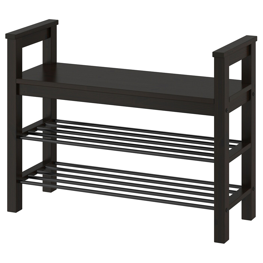 Скамейка для обуви IKEA HEMNES (ХЕМНЭС), Черный, 85х32х65 см