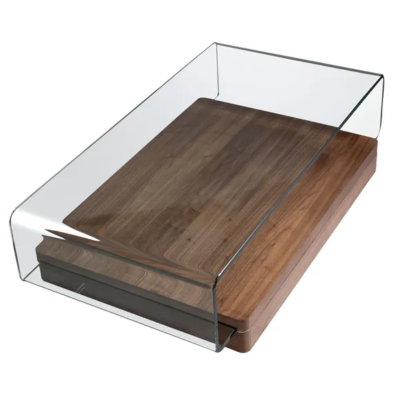 Журнальный столик Angel Cerda 2004, 120х70 см, стекло, орех