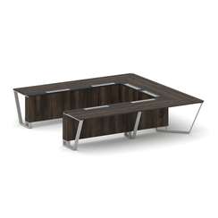 Steel Meet Стол переговорный П-образный KMK-PR.B.SP-11P Дуб Мали/Графит Глянец/Металл Серый 3200*320