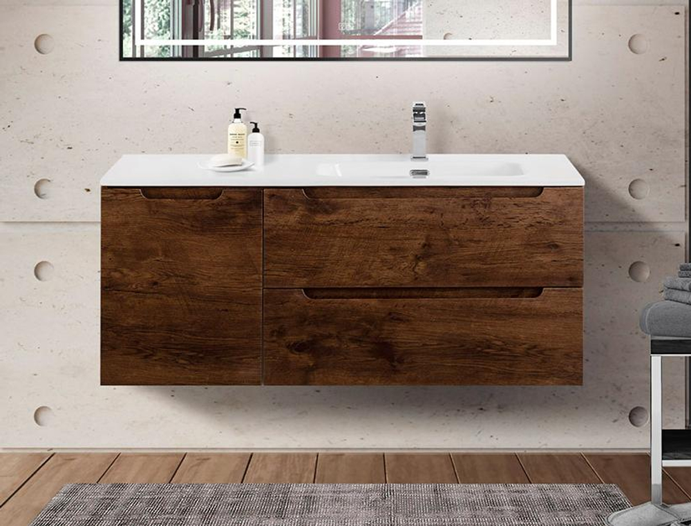 Подвесная тумба с раковиной BelBagno ETNA 120 Rovere Moro правая, ETNA-1200-2C-1A-SO-RW-R + BB1200ETL-R