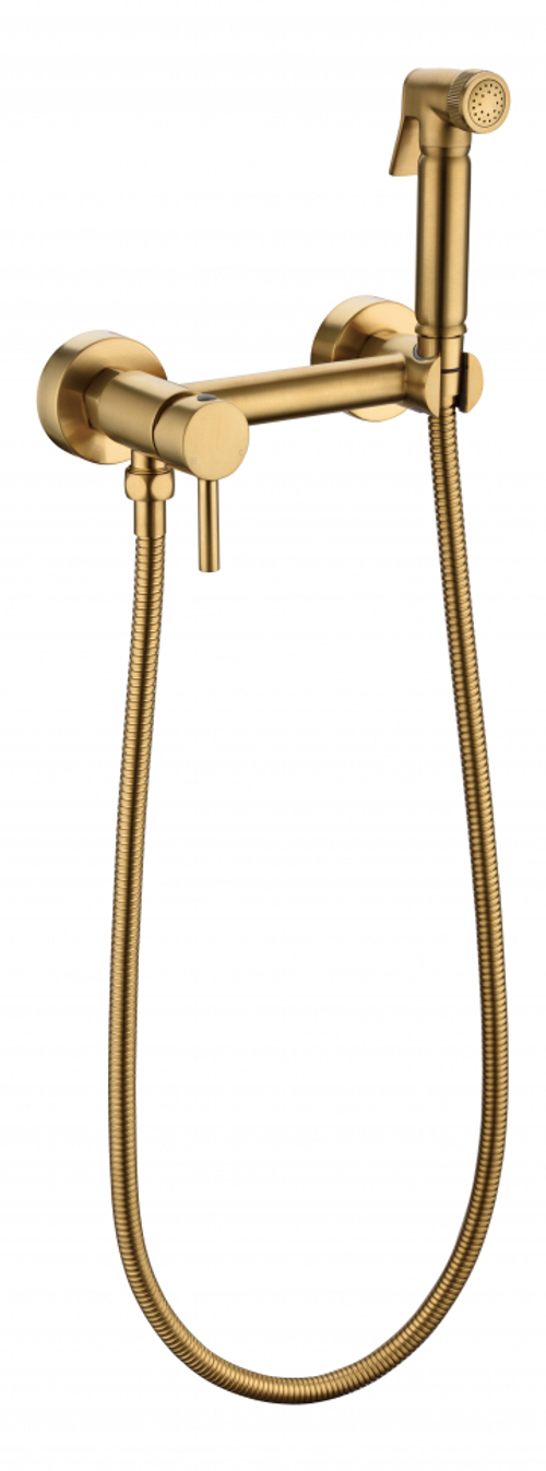 Смеситель с гигиеническим душем  Grocenberg GB103N-GL золотой брашированный