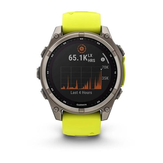 Garmin Fenix 8 47 мм Solar Titanium – сапфир, жёлто-серый ремешок