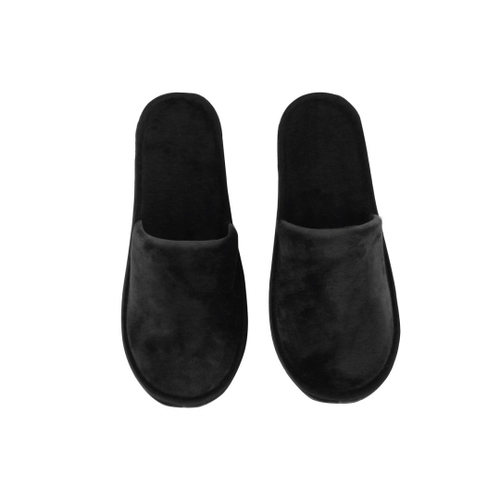 Тапки плюшевые, закрытый мыс (50 пар) Премиум, одноразовые, черные