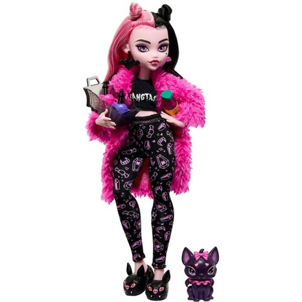 Monster High Пижамная вечеринка - кукла Дракулаура + питомец HKY66 / артикул   HPD55 HKY66  / GTIN 194735110605