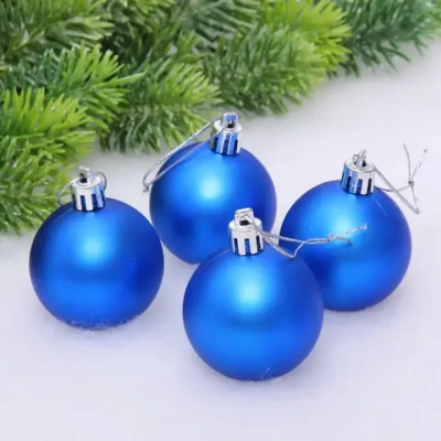 Новогодние шары 5 см (набор 4 шт) «Матовый», синий