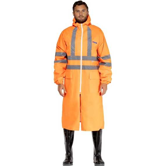 Плащ сигнальный влагозащитный Waterproof Line Extra-Vision WPL ПВХ на молнии оранжевый с СОП