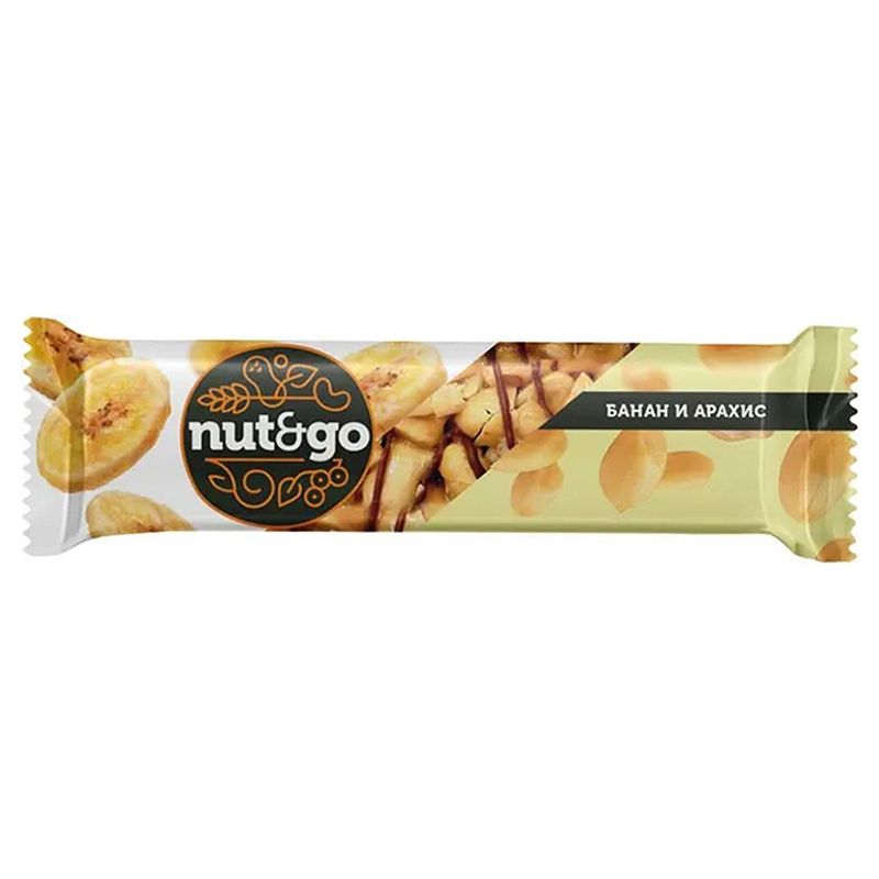 Батончик KDV NUT N GO банан&арахис 42 гр. 18 кор