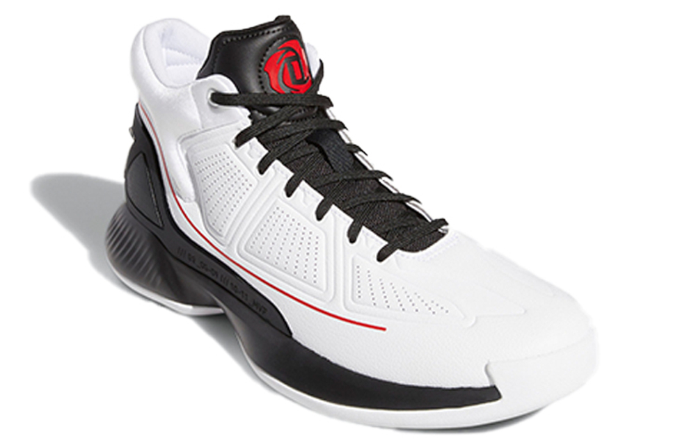 Adidas D Rose 10 comfortable and versatile shock absorption, non-slip, wear-resistant mid-top basketball shoes men's white, red and black