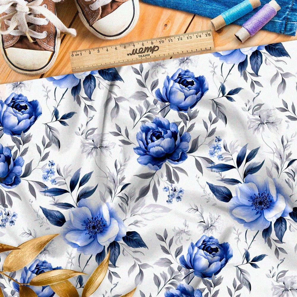 Ткань премиум шифон цветочная симфония