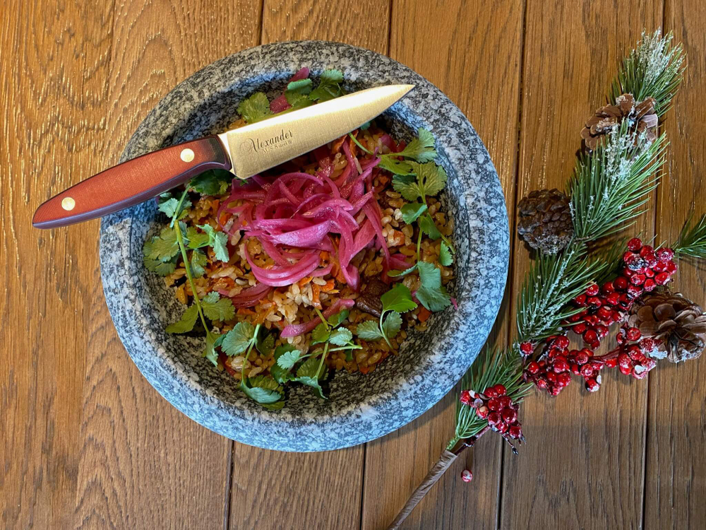 Кухонный нож Alexander L PRO AUS-8 Red G10