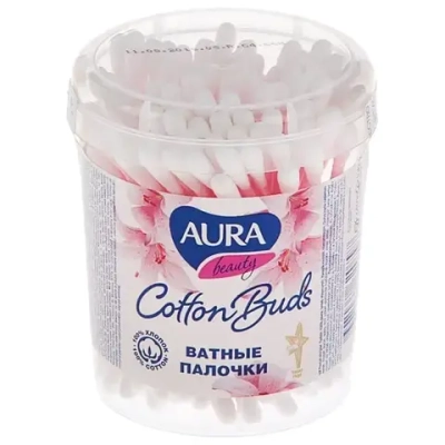 Ватные палочки AURA Beauty 100шт стакан