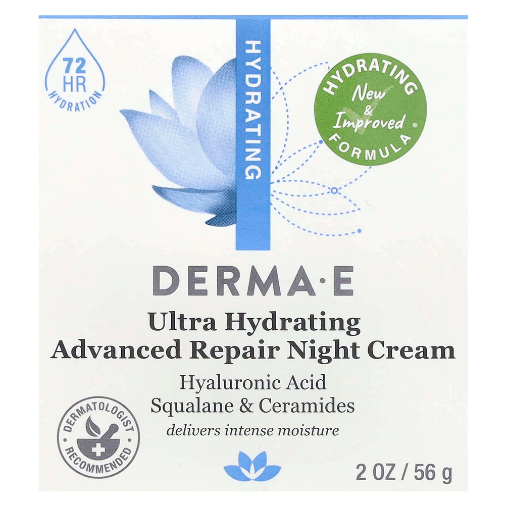 DERMA E, Ультраувлажняющий ночной крем для улучшенного восстановления, 56 г (2 унции)