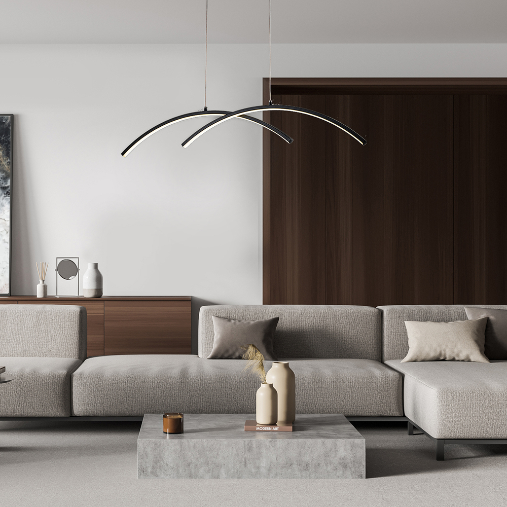 Подвесной светодиодный светильник 36Вт, 2880Лм, 3000-6000К, Ra>80, плавная регулировка мощности, изменение цветовой температуры, металл/силикон, чёрный