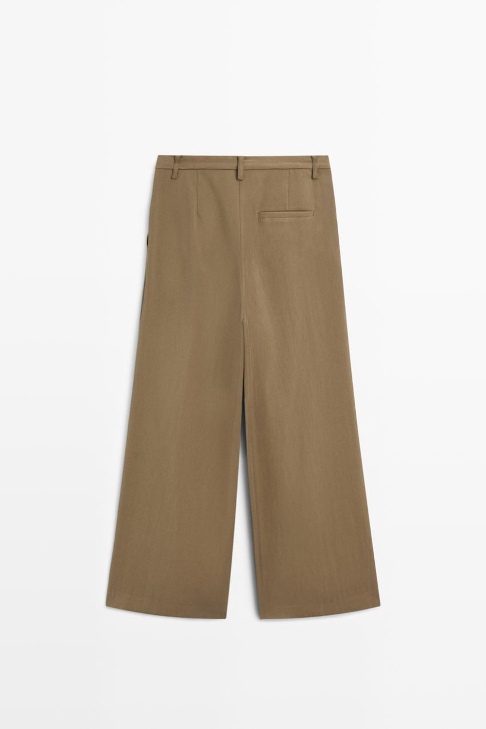 Massimo Dutti Драпированные укороченные широкие брюки, хаки