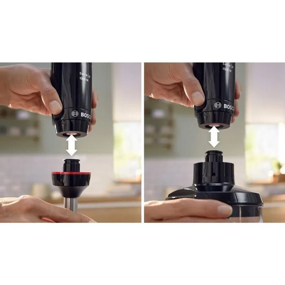 Погружной блендер Bosch MSM4B621, 1000 Вт, 2 насадки, мерный стакан, чёрный