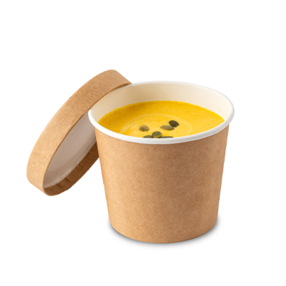 Крафт стакан для Cake-to-go  с крафтовой крышкой 1 шт