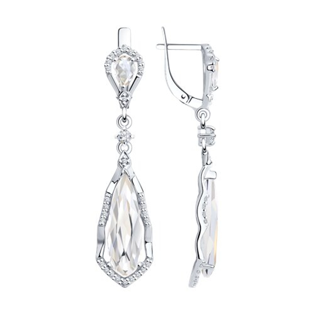 Серьги из серебра с горным хрусталем