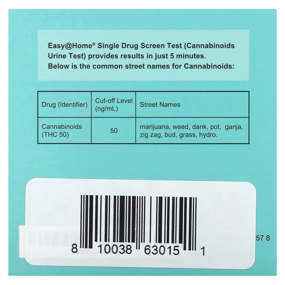 Easy@Home, Скрининговый тест на один наркотик, анализ мочи на каннабиноиды, 15 тестов