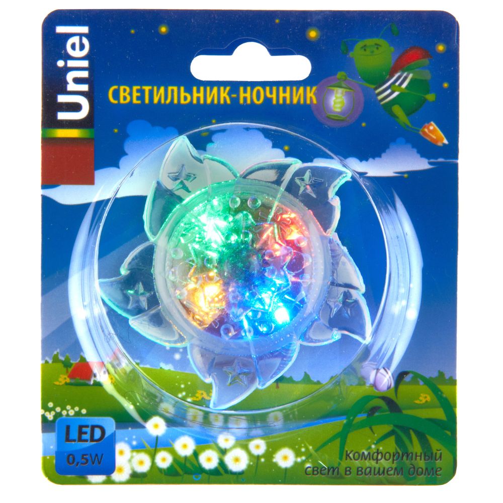 DTL-308-Цветок-RGB-4LED-0.5W Светильник-ночник. Выключатель на корпусе. Блистер