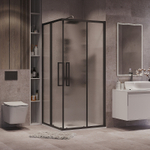 Душевой уголок Grossman Cosmo 80х80 300.K33.02.8080.21.02 профиль Черный матовый стекло шиншилла