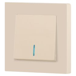 Выключатель Intro Accent 6-102-02 с подсветкой, 10А-250В, IP20, СУ, AL/CU, слоновая кость