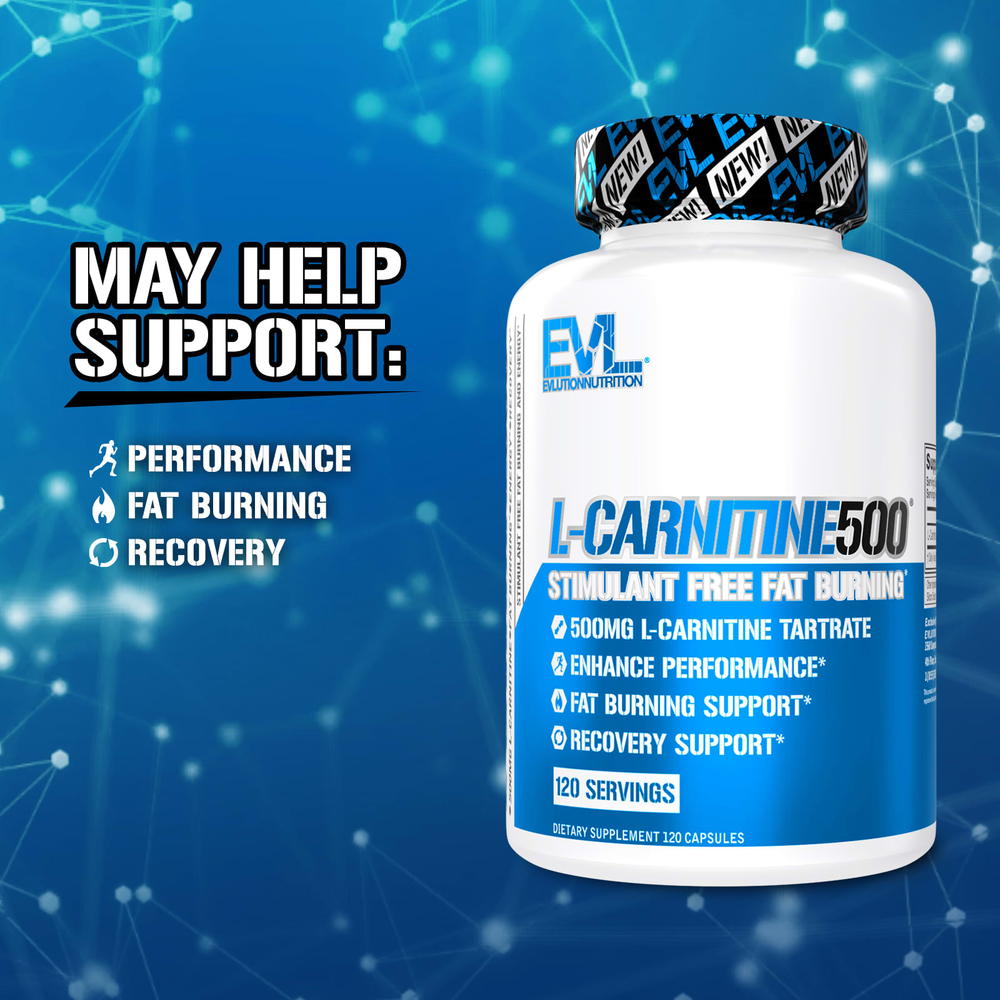 EVLution Nutrition, L-Carnitine500®, L-карнитин, 500 мг, 120 капсул