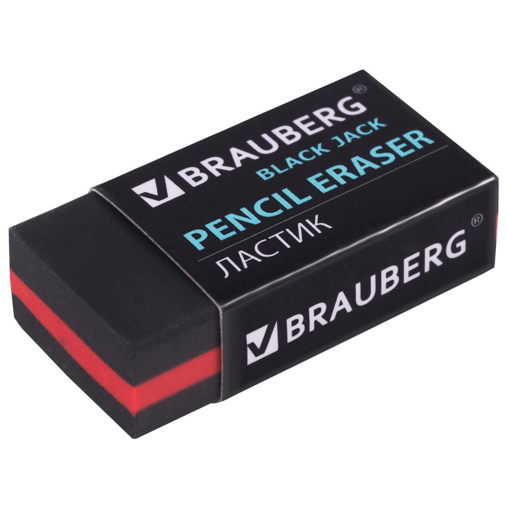 Ластик 40х20х11мм, черный, прямоугольный "BlackJack" (BRAUBERG)