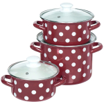 Набор эмалированной посуды 6 пр, кастрюли 1.9,2.5,5 л, Керчь, Белый горох-5-1-Люкс