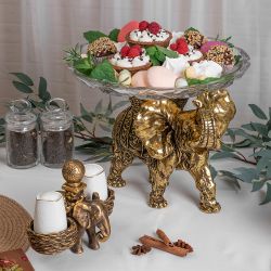 Фруктовница-конфетница Слон Джайпурарт Бронза