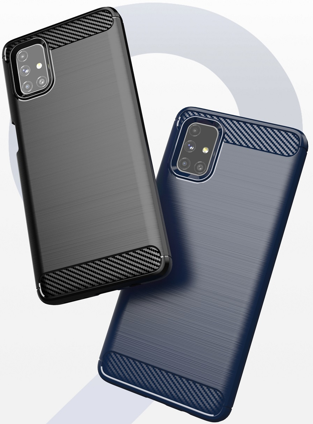 Чехол под карбон темно-синего цвета на Samsung Galaxy M51, серия Carbon от Caseport