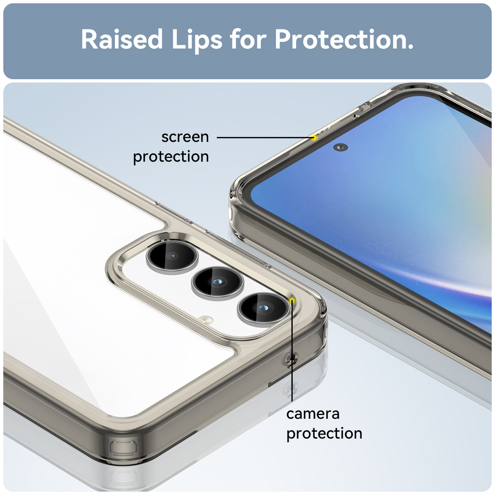 Чехол с мягкими усиленными рамками серого цвета для смартфона Samsung Galaxy A35, мягкий отклик кнопок