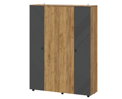 Шкаф четырехстворчатый Байкал Графит/Дуб золотой 1584 мм, распашной с полками и штангой для спальни и гостиной