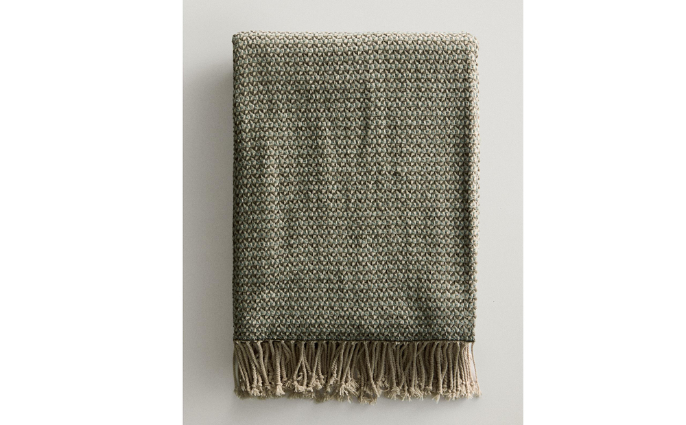 Zara Home плед из полиэстера, зелёный, 140x190 см