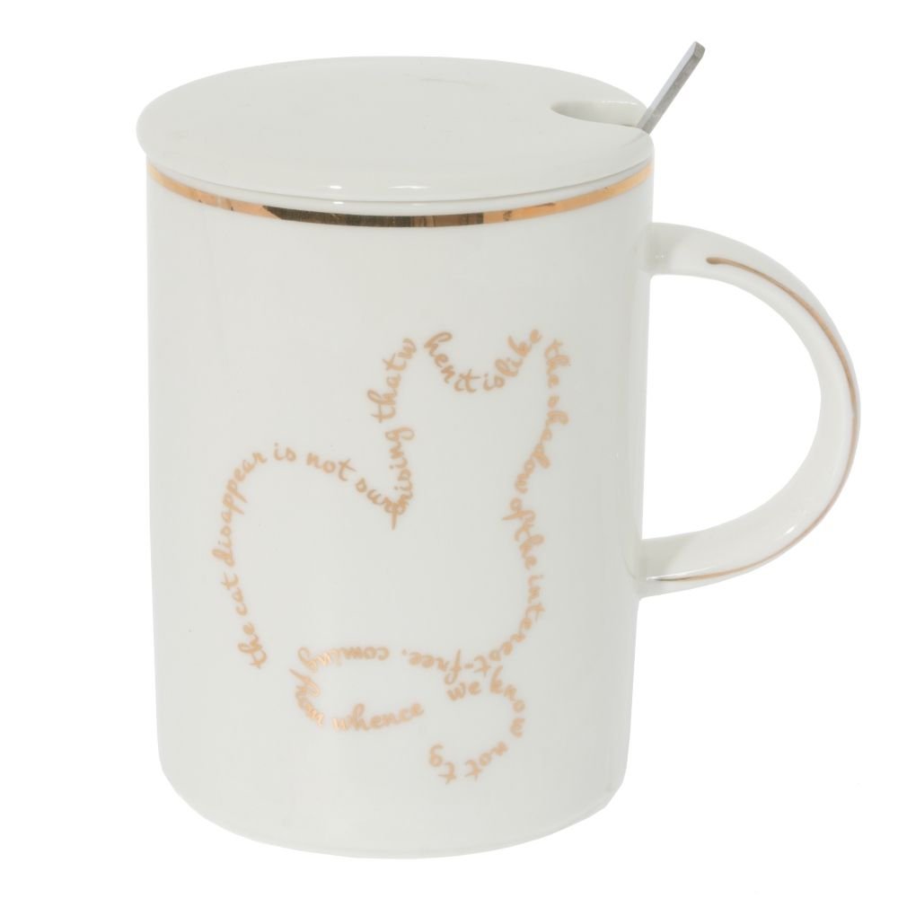 GAEM Кружка с крышкой и ложкой, 400 мл, L11,5 W8 H11,5 см, 4в.