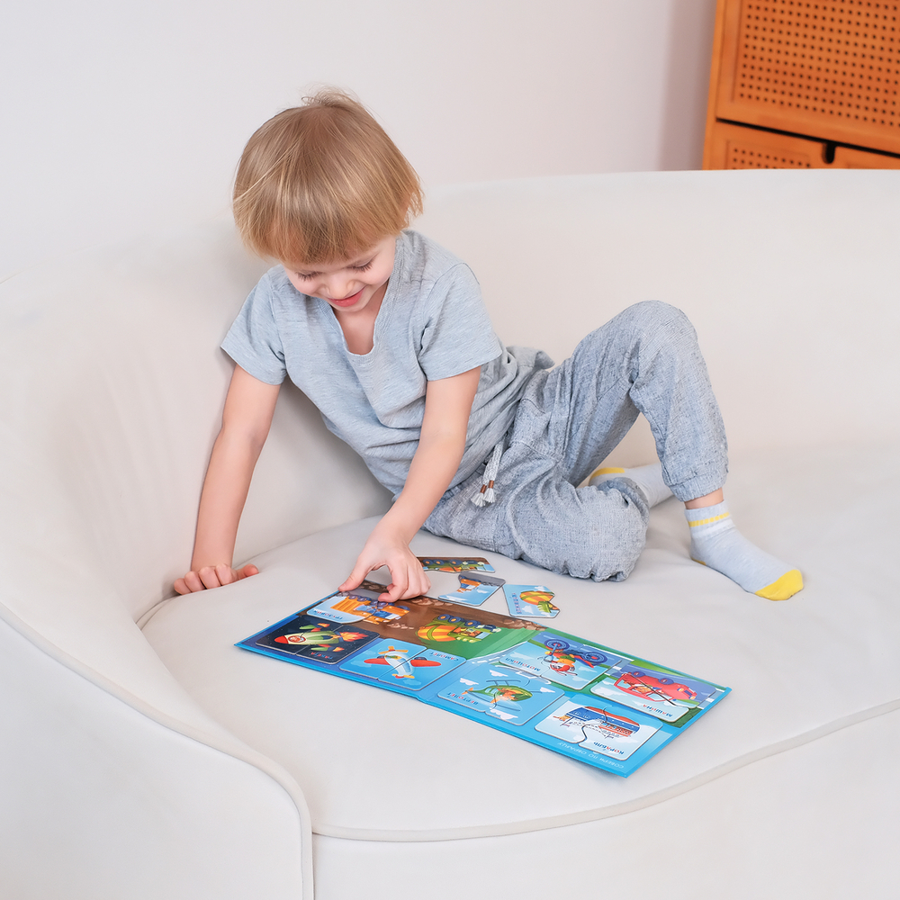 Транспорт, магнитные пазлы-половинки