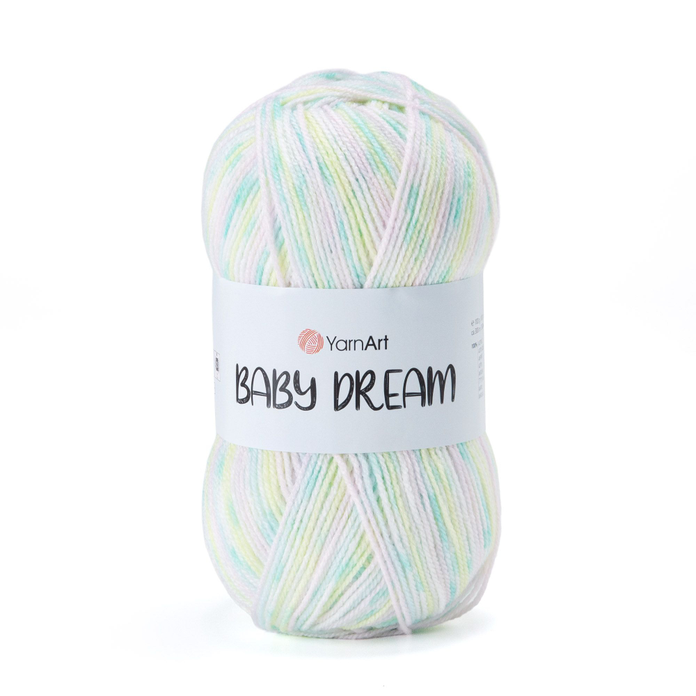 Беби Дрим (Baby Dream) пряжа YarnArt 100%акрил 5х100г/300м (5242 св.салат-св.розовый-св.бирюзовый-экрю)