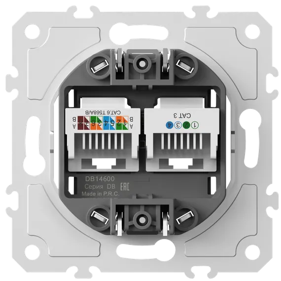 Donel механизм розетки RJ11 + RJ45 (двойная) cat.3/6/ClassE-4/8, серия DB