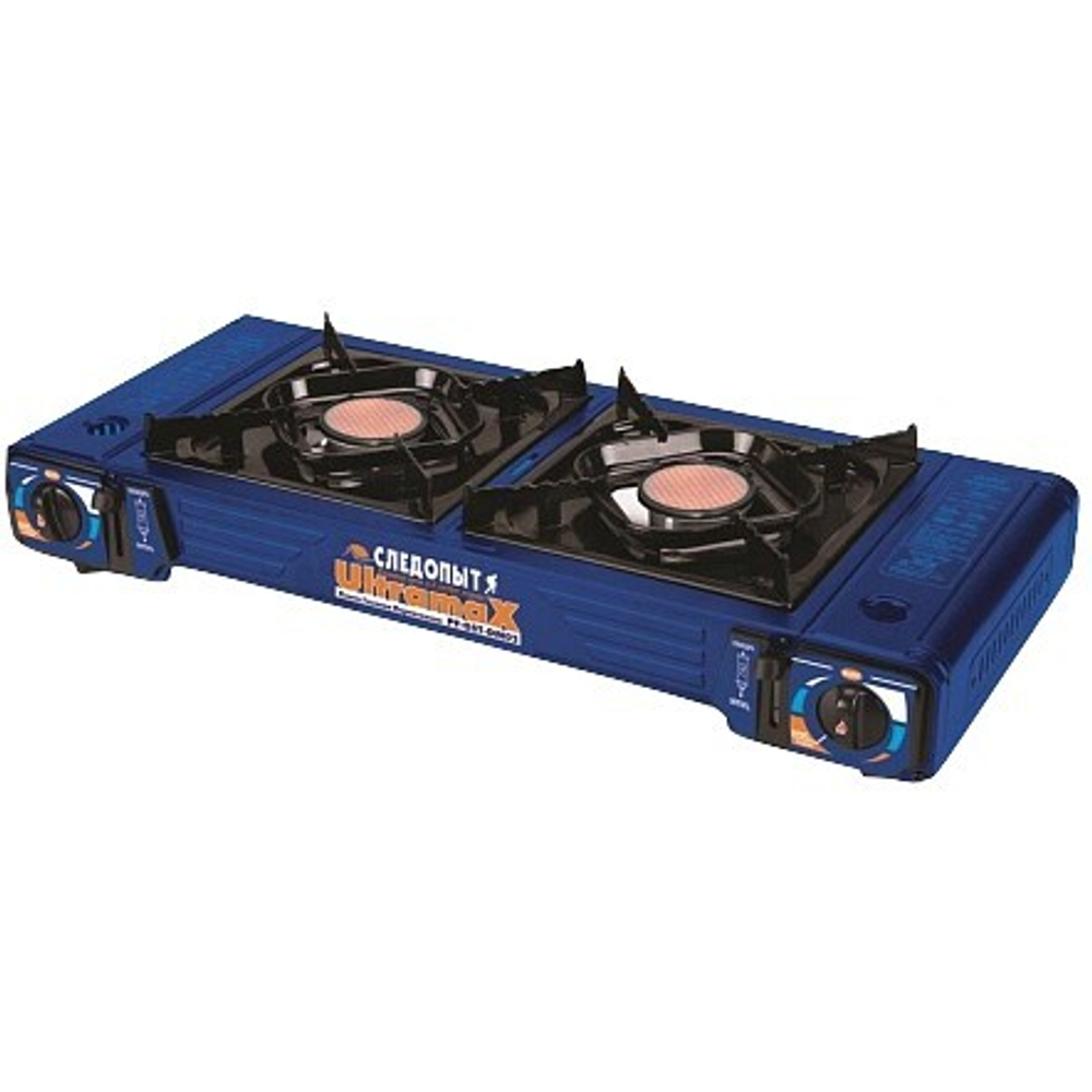 Газ. плита Следопыт PF-GST-DM02 UltraMAX Двойная с Переходником 2х1.7кВт 110г/ч 2.40кг Синяя