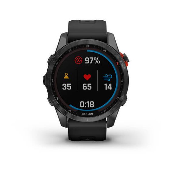 Garmin Fenix 7S Solar — серый корпус, черный силиконовый ремешок