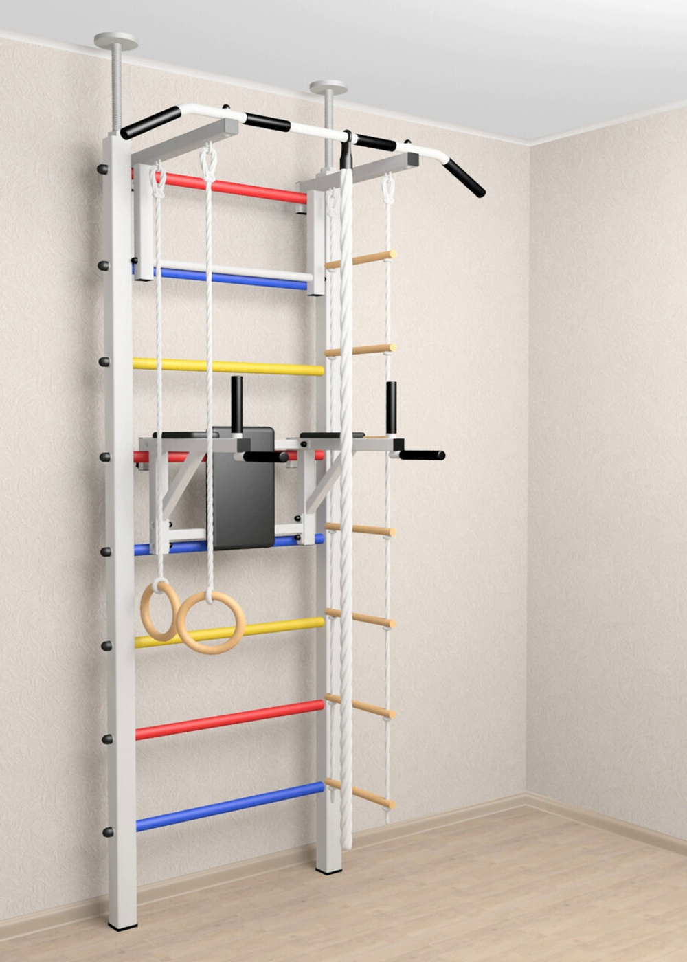 Шведская стенка Sv Sport враспор (Турник стандарт/Брусья/Канат/Кольца/Лестница)