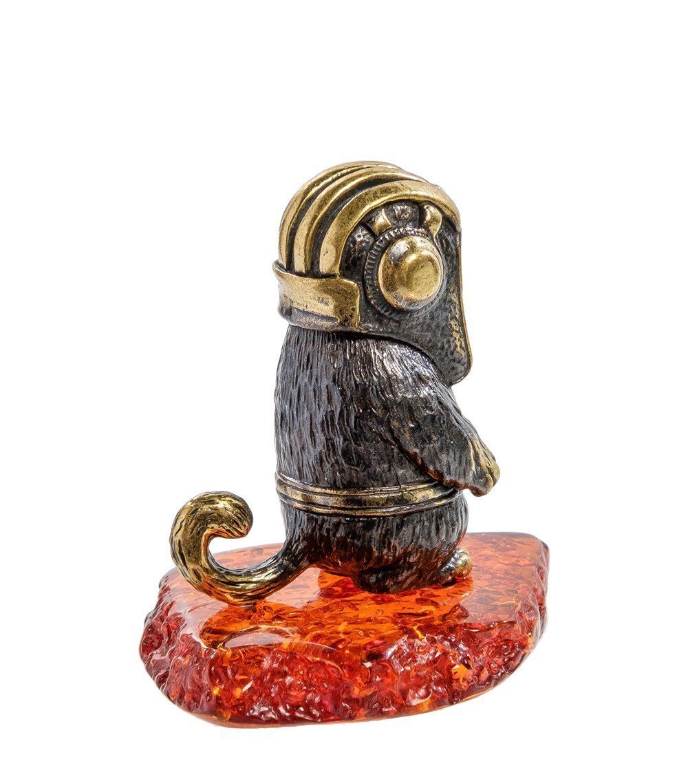 Народные промыслы AM-2135 Фигурка «Кот танкист» (латунь, янтарь)