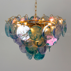 Люстра Cloyd LINZE-B C13 / Ø60 см - латунь - голубое стекло (арт.11675)