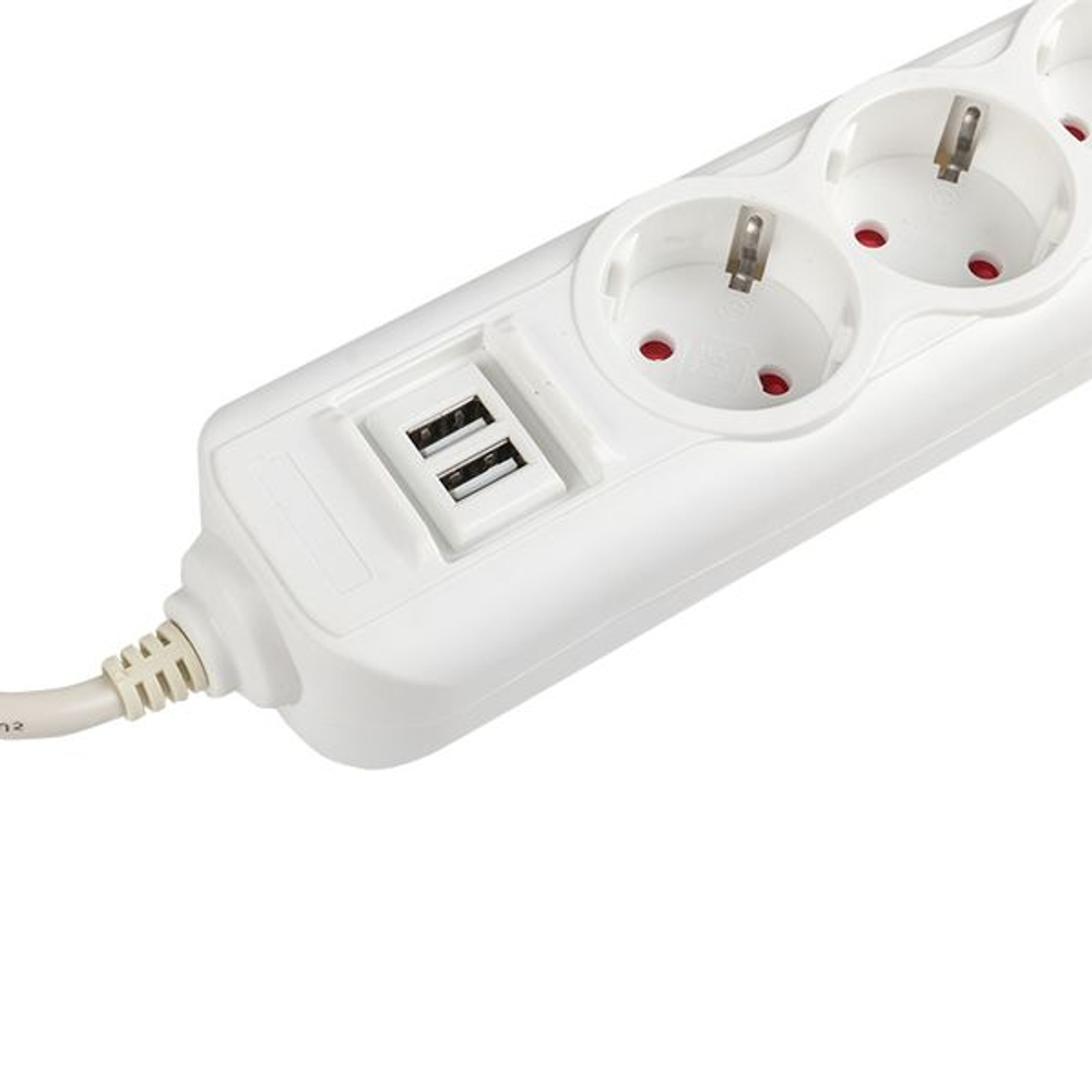 Удлинитель "Эксперт" 4 гнезда 3 метра 16А/3,5кВт с 2 USB 2,1А ПВС 3x1 EKF PROxima