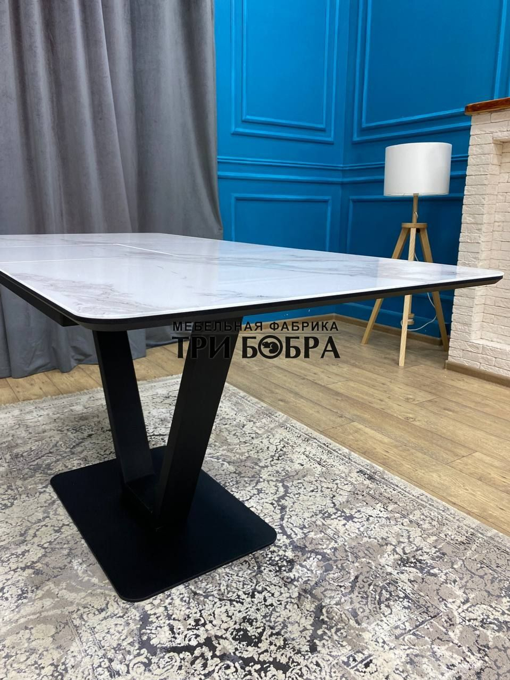 Кухонный раздвижной стол "Леон" итальянский мрамор