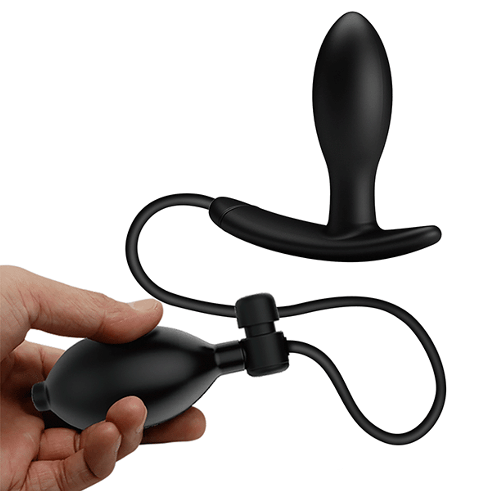 Черный анальный силиконовый стимулятор 2,5см с функцией расширения Pretty Love Drake BI-040115