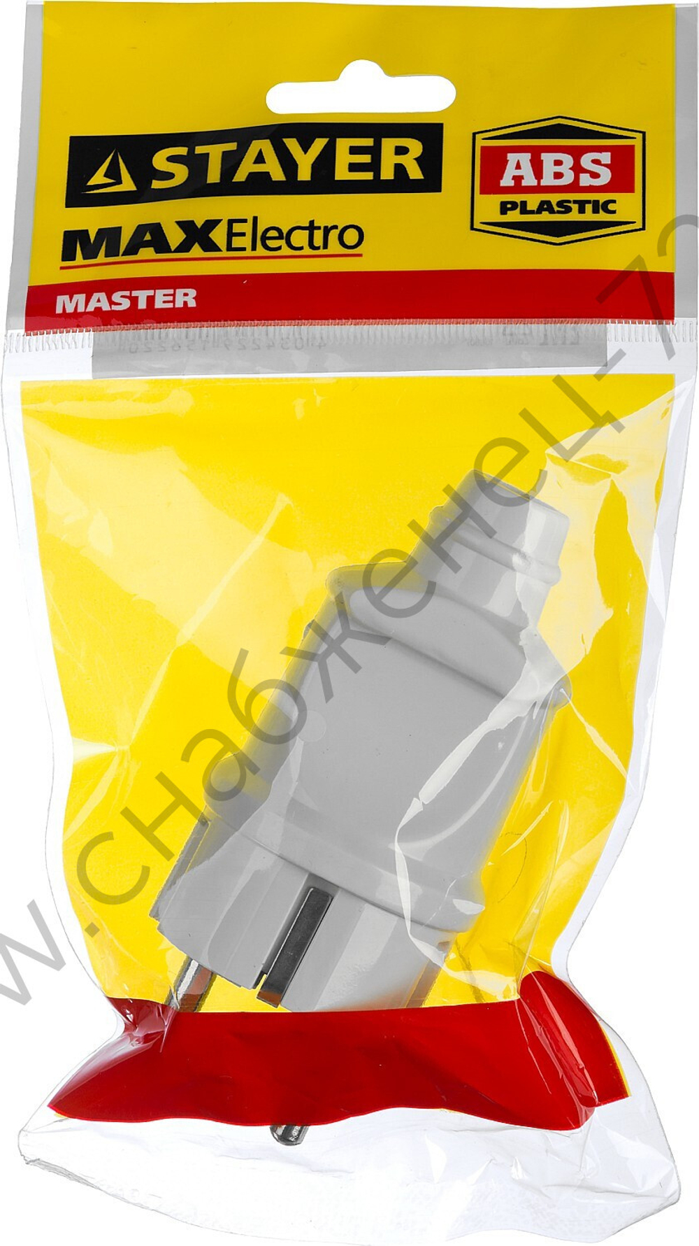 STAYER белая 16А/220В 1300Вт Вилка прямаяMAXElectro (55160-W)