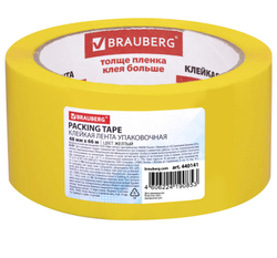 Лента клейкая упаковочная 48 мм* 66 м БРАУБЕРГ Желтая 45 мкм (440141)